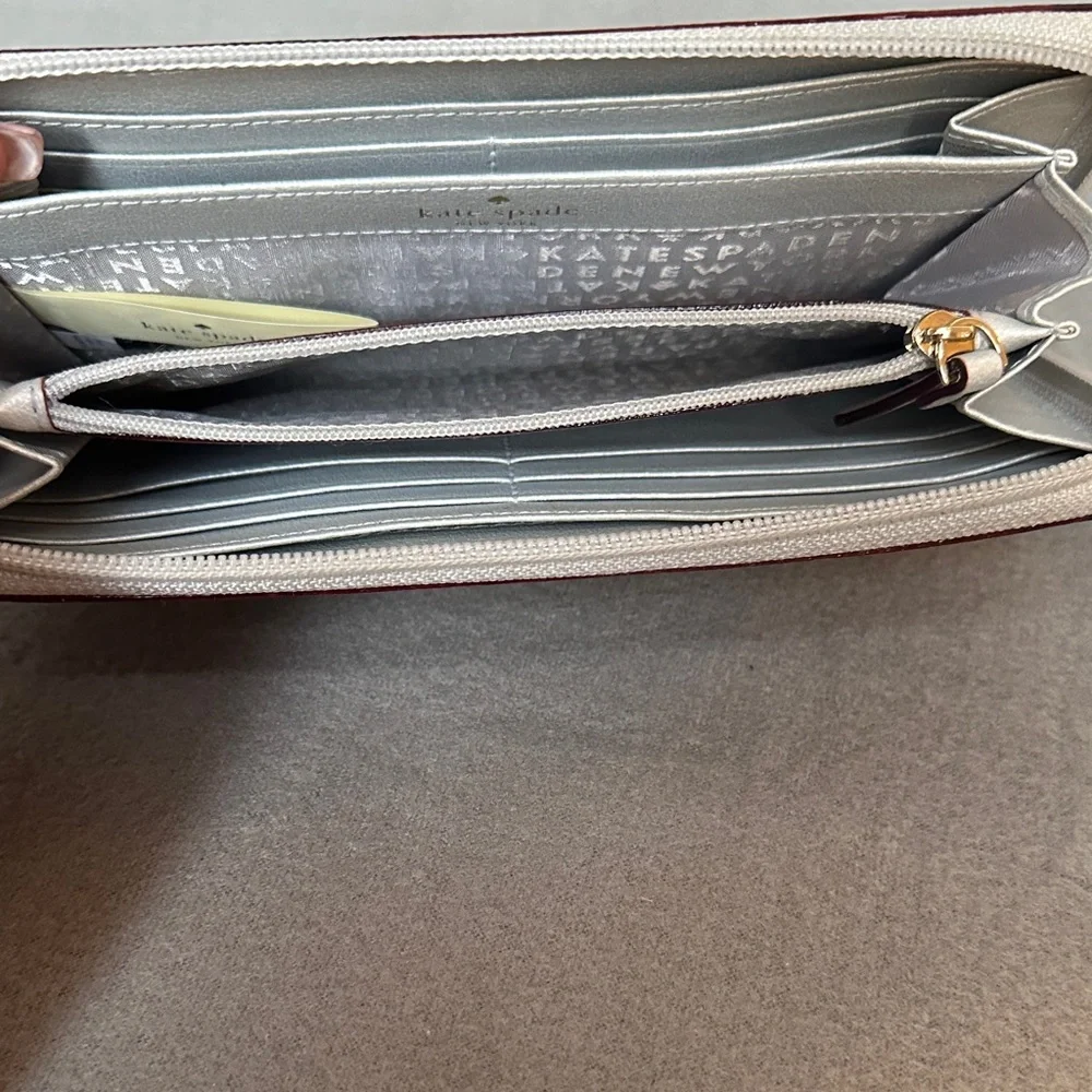 Kate Spade Kenzie Glitter Zip Wallet Shimmering Silver - Picture 7 of 10